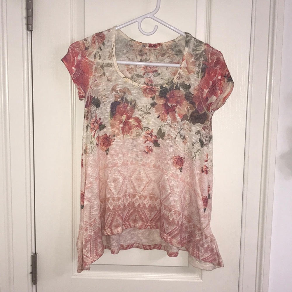 Floral Pink Papaya Shirt Size Small